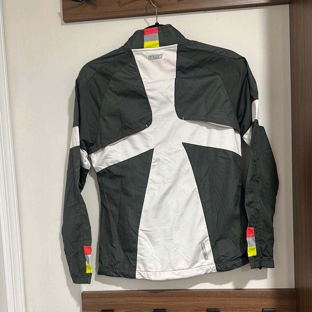 Women’s Dark Grey & White Zip Up Windbreaker Jacket Medium - Picture 8 of 8